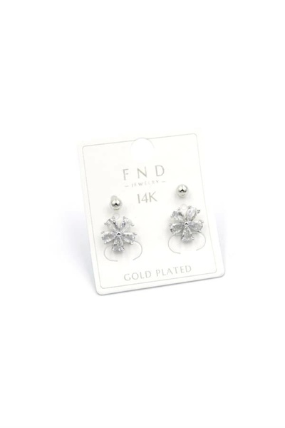 No8 Home Multi Flower Earrings - Silver