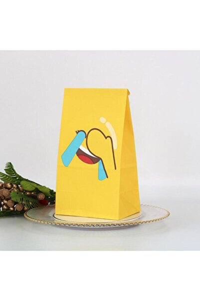 mutlu adım 24 Pieces 12X21Cm Smile Smiling Faces Paper Bag Sticky Sticler Bag Sachet