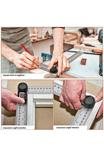 SGTT Digital carpenter's square with adjustable angle lock, stainless steel, 200 mm