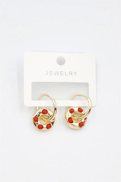 No8 Home Hoop Earrings - Red