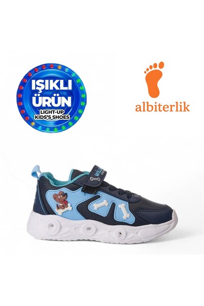 AlbiShoes Children's Cute Friendly Dog Figured Lighted Seasonal Winter Children's School Sneaker Sports Shoes