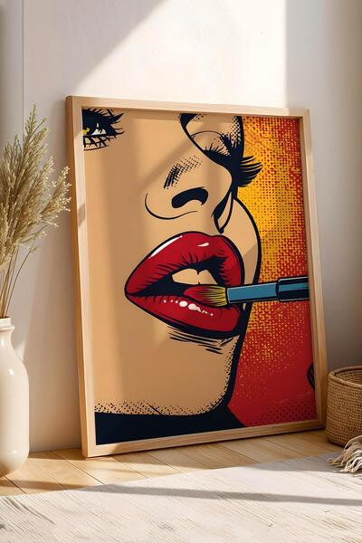 Saturn Pictură înrămate de femei care poartă ruj - Pictură poster Pop Art