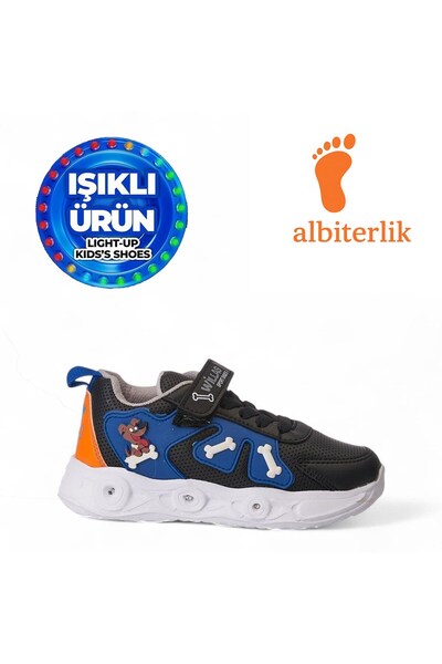 AlbiShoes Children's Cute Friendly Dog Figured Lighted Seasonal Winter Children's School Sneaker Sports Shoes