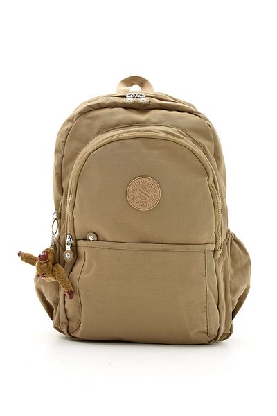 Çanta Trend Unisex Water Resistant Crinkle Fabric Multi-Eye Large Size Beige Color School and Backpack