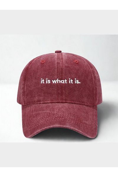 Tresore "As It Is" Embroidered Baseball Cap Washable Hat / It Is What It Is Hat / Burgundy Washable Cap
