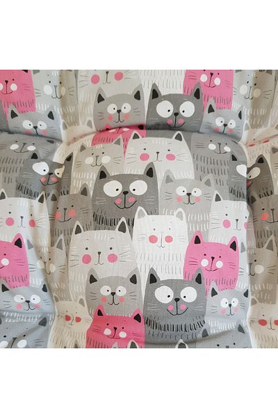 Blanosic Pillow for dogs and cats, Furry, Handmade, Kitten pattern, 100% Cotton, 65 x 50 cm