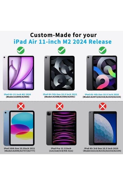 OEM Husă pentru tabletă iPad Air 11 inch 2024 M2 / iPad Air 5/4 (2022/2020 10.9 inch) cu funcție Auto Sleep Wake, verde