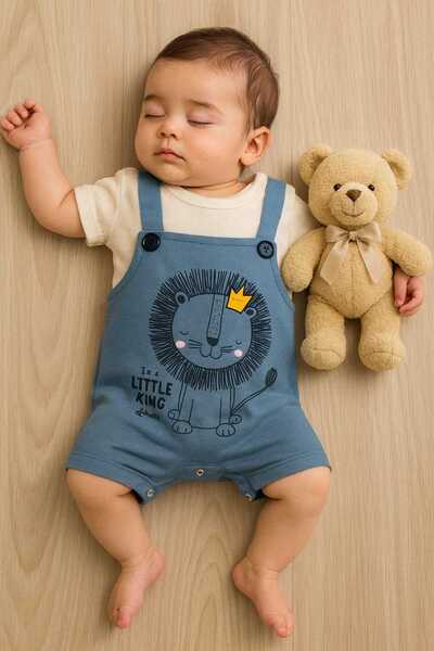 bebekpare Baby Rompers 100% Cotton Blue Lion