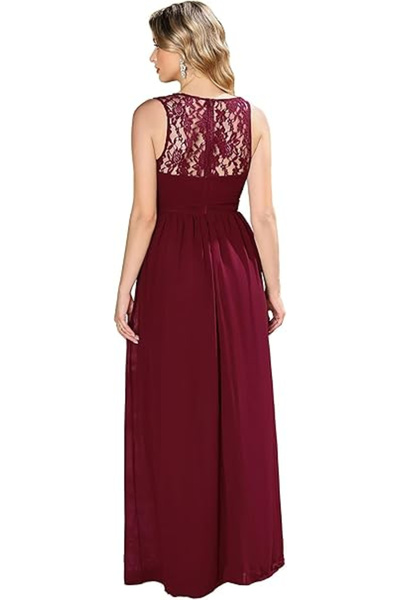 OEM Long elegant dress, with slits, sleeveless, L, burgundy