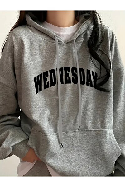 FUFLUNS Wednesday Printed Oversize Unisex Women/Men Hooded Sweatshirt