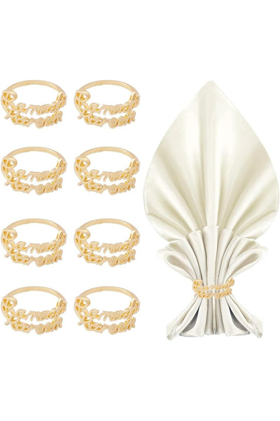 OEM Golden ornaments for festive table napkin decoration, set of 8 pieces
