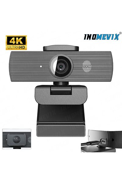 INOMEVIX Camera web 4K UHD INOMEVIX®, Autofocus, Zoom 8X, Microfon dual, USB-C, Plug & Play