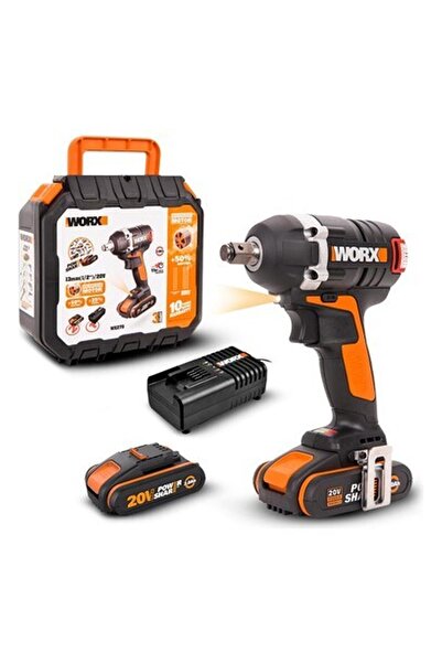 WORX WX279 20VOLT/2.0AH Li-Ion Çift Akülü Şarjlı 300NM Kömürsüz Profesyonel Somun Sıkma