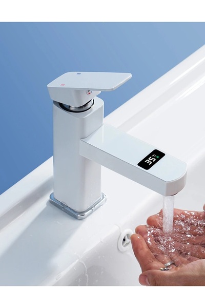 OEM Smart Digital Temperature Led Display Bathroom Sink Faucet White Imported with 7 Years Warranty