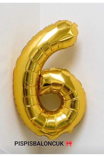 PISPISBALONCUK Krem Pembe Sarı Folyo Balon 6 Yaş Doğum Günü Süsleme Rakam Bal...