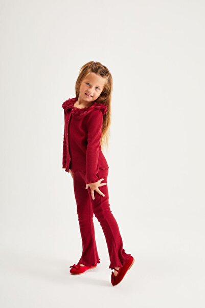 NOBLEKIDS طقم تريكو بناتي – عنابي مع تفاصيل وردي