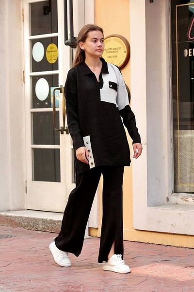 Ruby Bird's eye knitwear set black