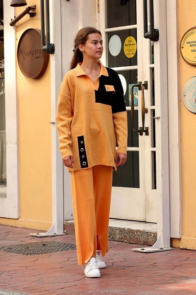 Ruby Bird Eye Knitwear Suit Mustard