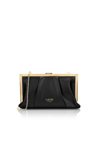 Lavie Luxe Women's Pleatz25 frame clutch (Black)