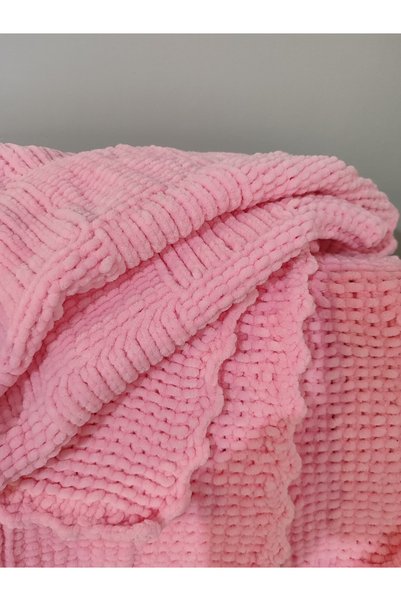 Denic Baby El Örmesi Yün Bebek Battaniyesi Pembe 93*93cm