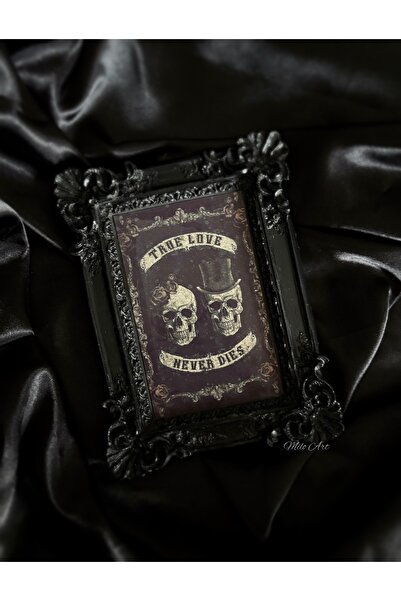 Milo Art El Yapımı Gotik Barok Beton Çerçeve True Love Never Dies Siyah Çerçe...
