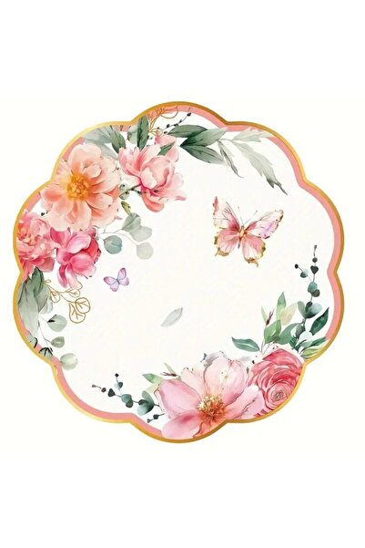 esdekor Yx007-1(20Pcs) Floral Wave Paper Napkins - Elegant Butterfly Design
