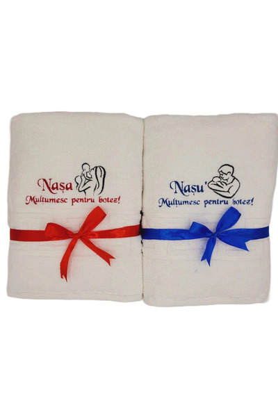 Ingift Set of 2 personalized towels with baptism text, 70×140 cm