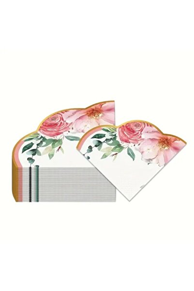 esdekor Yx007-1(20Pcs) Floral Wave Paper Napkins - Elegant Butterfly Design