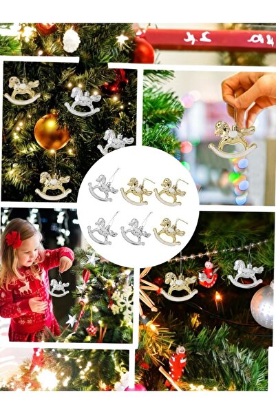 Yenigeldi 3Pcs(2 Gold 1 Silver Tenk) Horse Christmas Ornament Tree Ornament Party Christmas Decoration T228