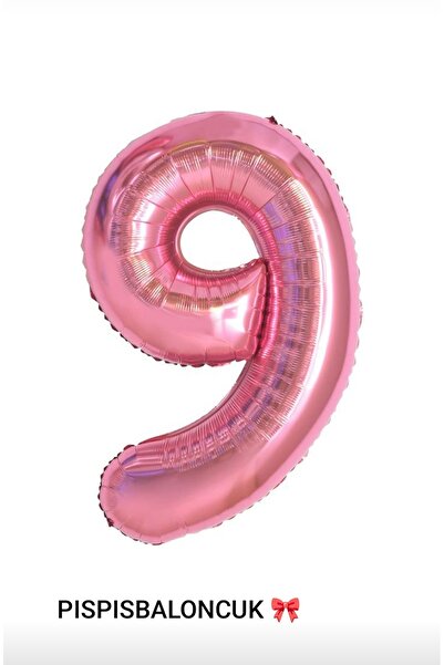 PISPISBALONCUK Krem Pembe Sarı Folyo Balon 9 Yaş Doğum Günü Süsleme Rakam Bal...