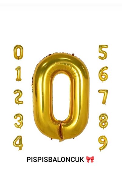 PISPISBALONCUK Krem Pembe Sarı Folyo Balon 0 Yaş Doğum Günü Süsleme Rakam Balon