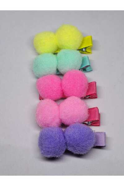 No Name Atelier Colorful Mini Pompom Hairpins - 5 Pieces