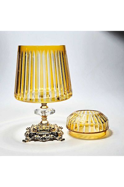 Kristal Market Handmade Cut Crystal Mercury Vertical Pattern Decorative Presentation Holder Indoor Napkin Holder