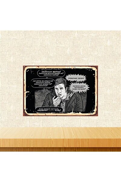 Pi Dekorasyon Behzat Ç. Kodu Söyleyim Ben Kodu 20-30 Cm Retro Ahşap Poster Tk...