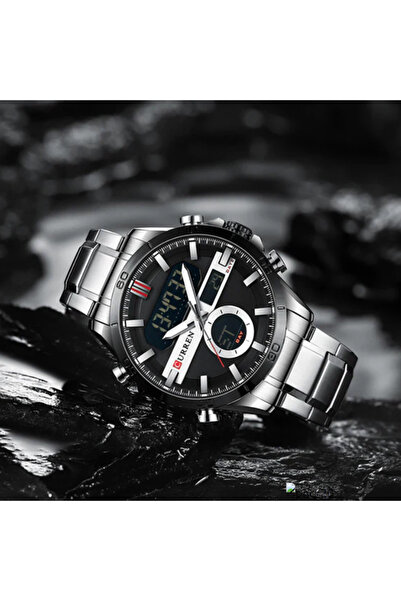 Curren 8384 Men's Chronograph Digital Analog Watch with Stainless Steel Strap