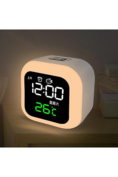Genel Markalar Masa saati mini led ışıklı küp saat dereceli usb kablolu gece ...