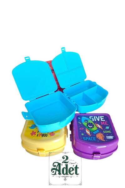 SWENCRAFT 2 Lunch Boxes, 4 Compartments, 2 Layers, Lockable Lunch Box (2 Pieces)