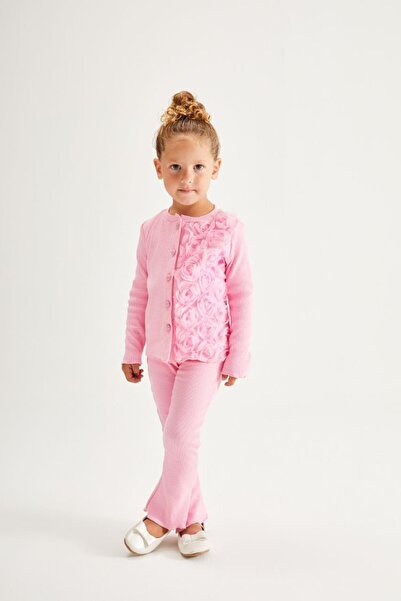 NOBLEKIDS طقم بناتي مكون من قطعتين – تفاصيل زهرة وردية