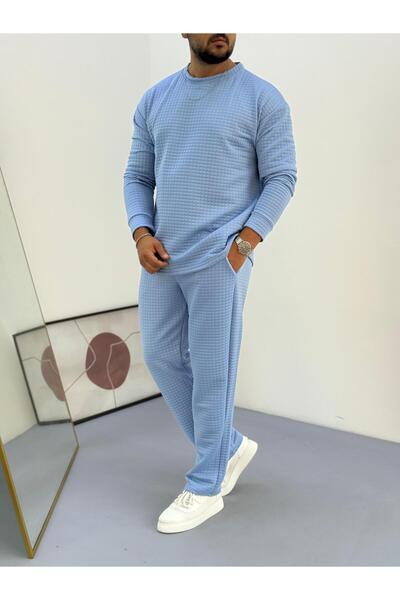 Baycombine35 Men's Quilted Patterned Waffle Fabric Tracksuit Set