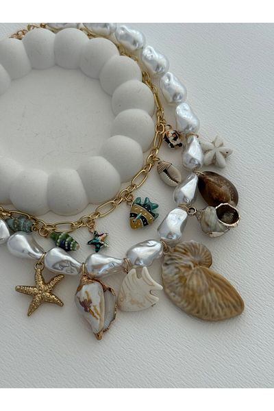Luparadis Special Series Seashell Charm Pearl Gold Double Brand Model Necklace