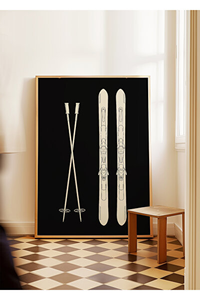 ARTHOUSECOLLECTIVE Poster de schi - 7 - Ilustrație de echipă de schi - Poster fără cadru în dimensiuni de tablou