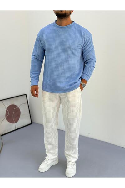 Baycombine35 Men's Quilted Patterned Waffle Fabric Tracksuit Set