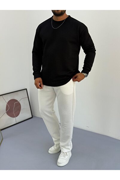 Baycombine35 Ανδρικό σετ αθλητικής φόρμας με καπιτονέ υφασμάτινο σχέδιο βάφλα