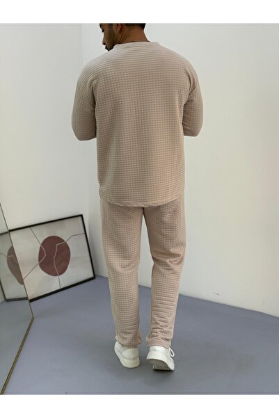 Baycombine35 Ανδρικό σετ αθλητικής φόρμας με καπιτονέ υφασμάτινο σχέδιο βάφλα