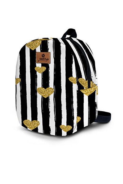 Kokopatik حقيبة حضانة صغيرة الحجم بنمط قلب أبيض وأسود