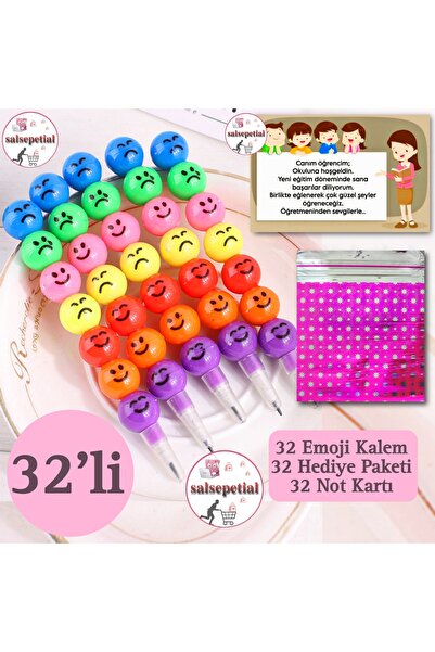 Salsepetial 32'li Emoji Yumurtlayan Kurşun Kalem Hediyelik Okula Dönüş Hediye...
