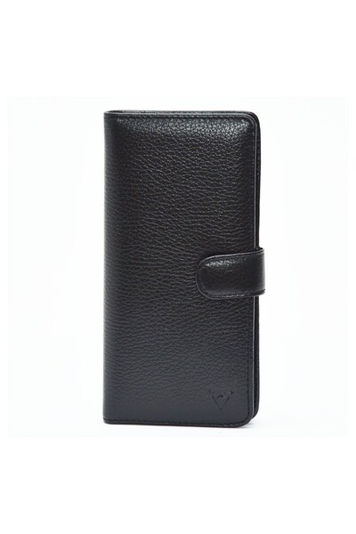 Rich Smith Portfolio Wallet with Cell Phone Space Genuine Leather / 1202 Black (Arsel Glossy)