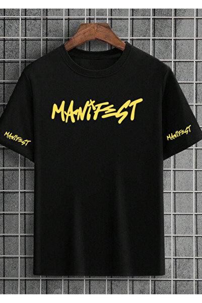 lovver Tricou cu design special MANIFEST GROUP, culoare galbenă, cu inscripți...