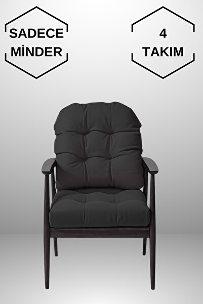 MoMMe Sandalye Minderi 45x45 CM Oturma Ve Sırt ( 4 TAKIM ) SİYAH RENK
