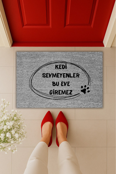 Dormot Yüksek Kaliteli Modern Dijital Baskı-Kedi Sevmeyenler Bu Eve Giremez P...